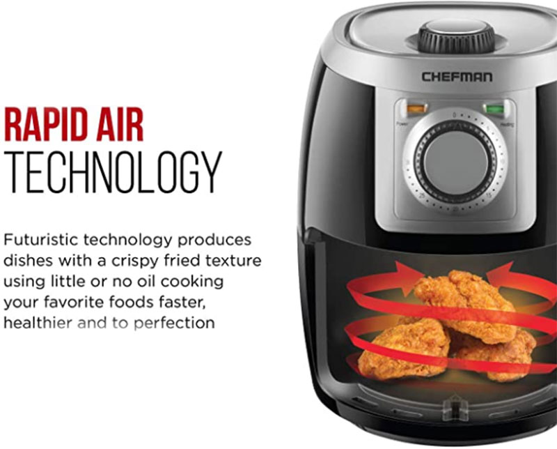 Chefman 2 Quart Air Fryer Compact Personal Size with Adjustable Temperature Control