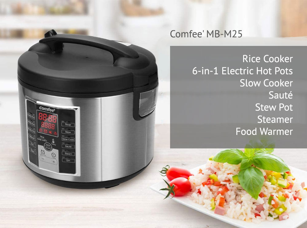 Comfee MB-M25 Rice Cooker 6-in-1 Electric Hot Pots Slow Cooker
