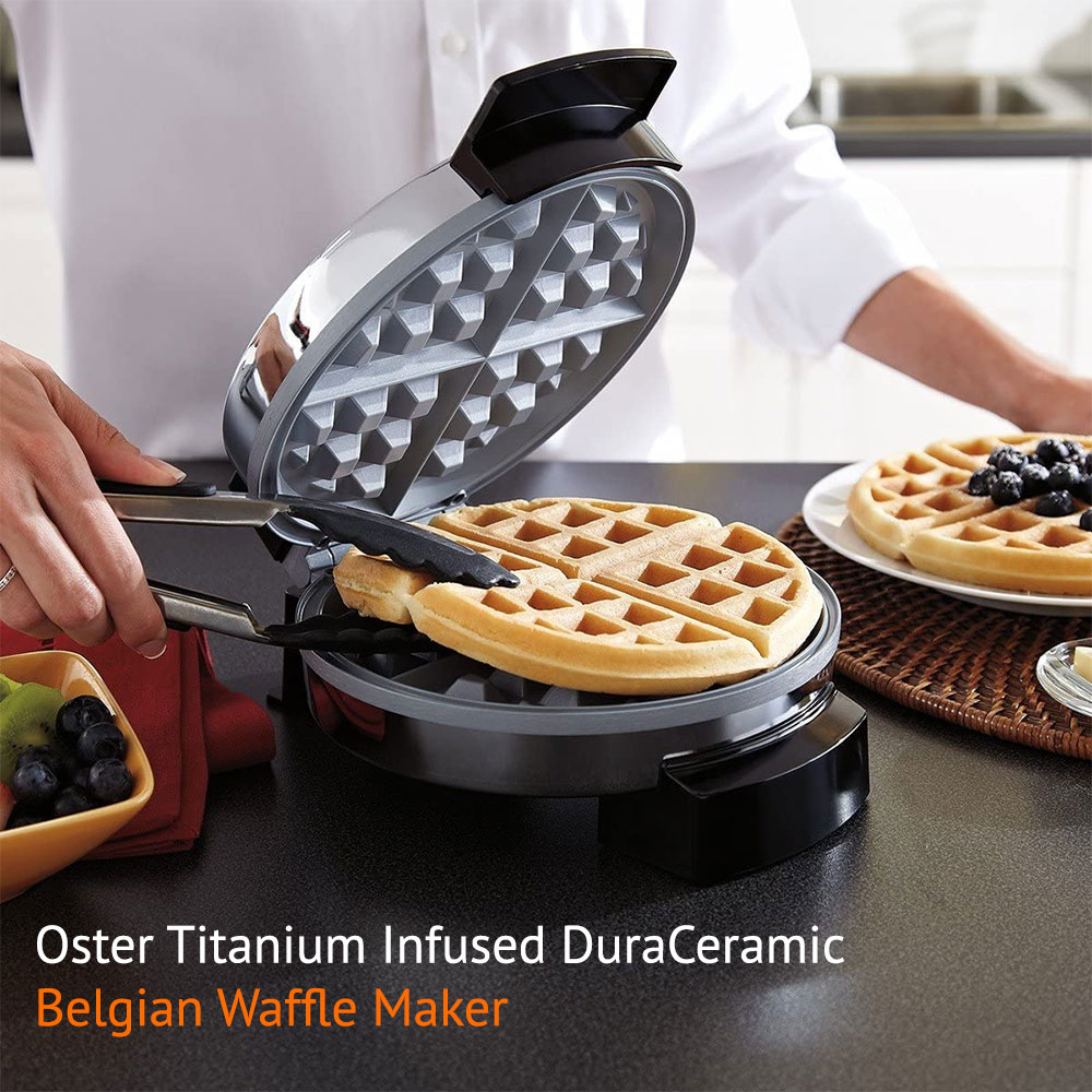 Oster Titanium Infused DuraCeramic Belgian Waffle Maker