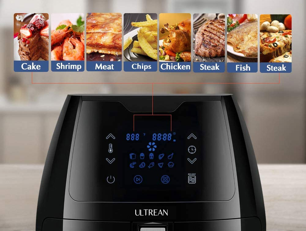 Ultrean 5-8 Quart Air Fryer Electric Hot Air Fryers Oilless Cooker with 10 Presets
