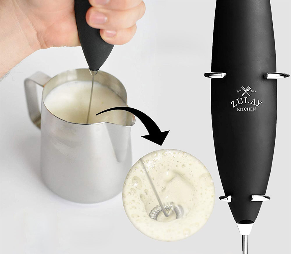 Zulay Original Milk Frother Handheld Foam Maker for Lattes - Whisk Drink Mixer for Coffee, Mini Foamer for Cappuccino